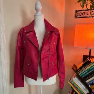 Love tree hot pink leather jacket
